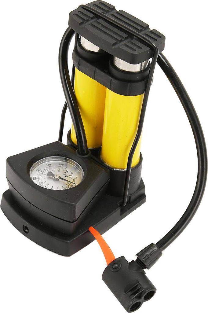 Doppelfass-Fußpumpe, schnell, effizient, multifunktional, tragbar, Fahrrad-Bodenreifen-Luftpumpe für Fahrradautos