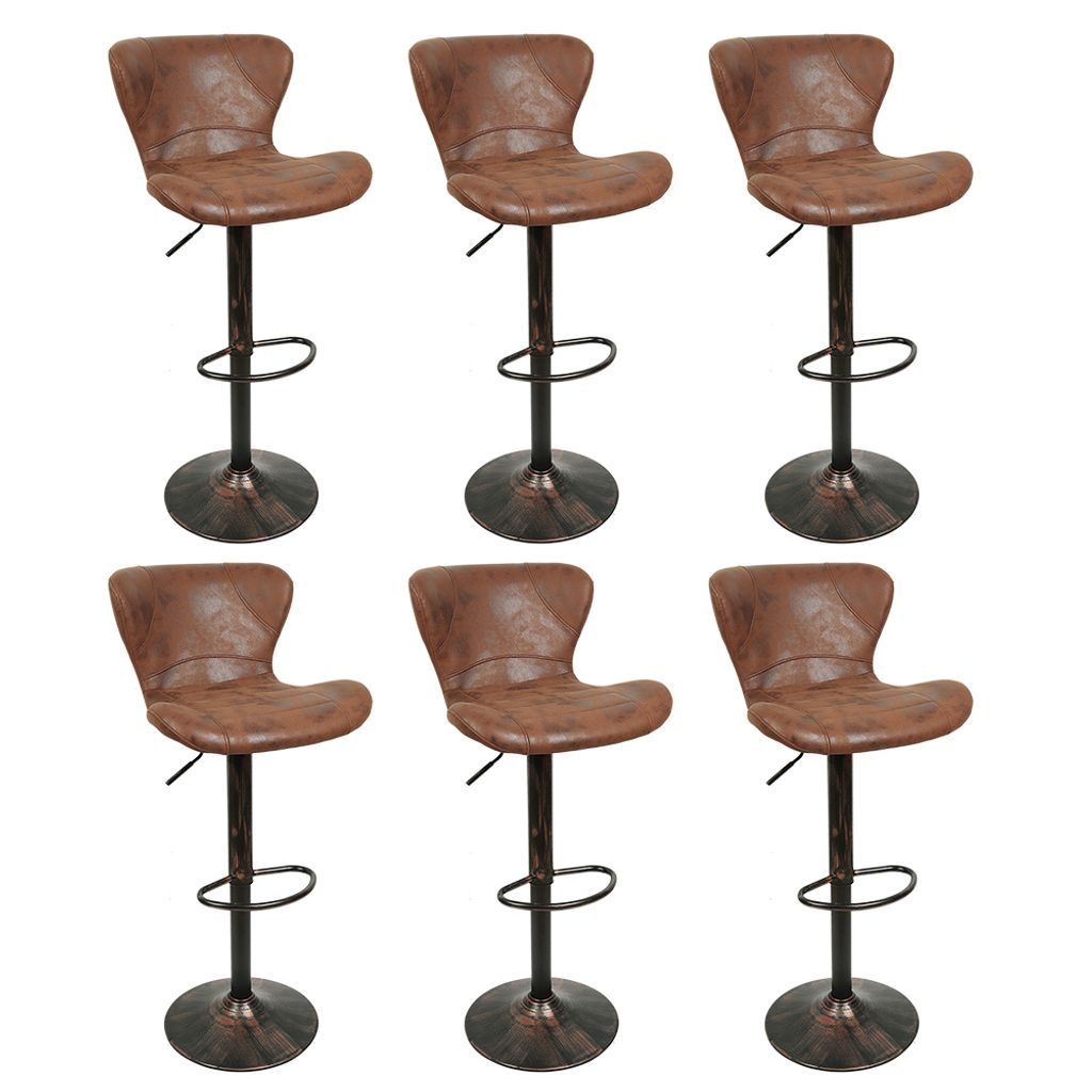 6er-Set Barhocker Retro Barstuhl Bistrohocker höhenverstellbar drehbar Braun