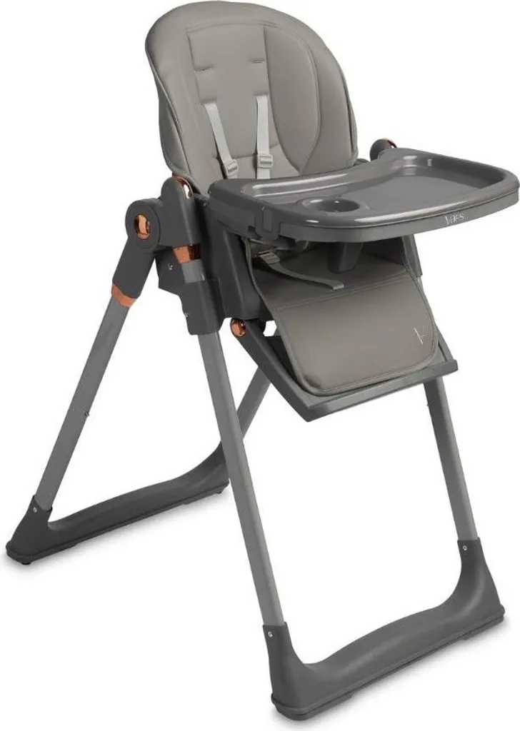 Chaise d'alimentation Vars grise : plateau amovible et assise lavable