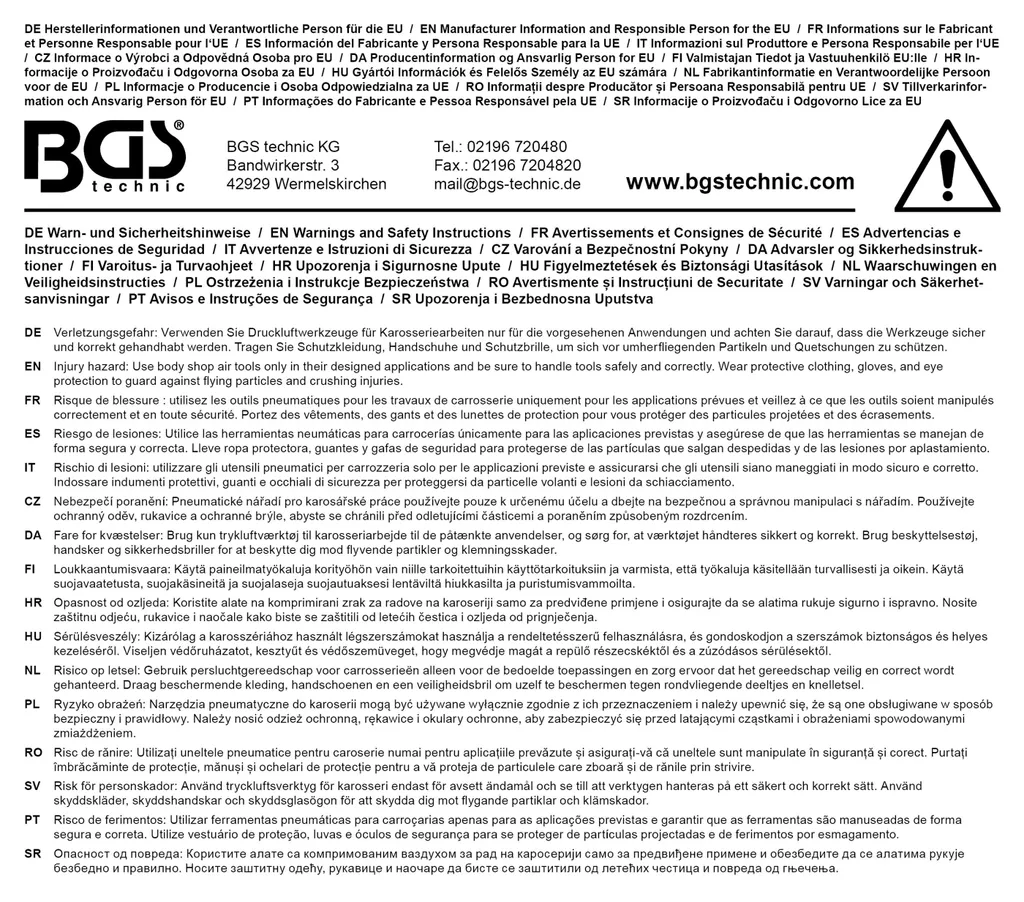 BGS 8956 Cisaille à tôle pneumatique robuste pour découpe de métal