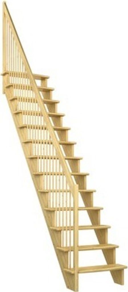 Pertura Wangentreppe Filia Kiefer Leimholz Lackiert Ohne Setzstufen Seitenwange kiefer gerade 75 cm 12 Stufen / 13 Steig