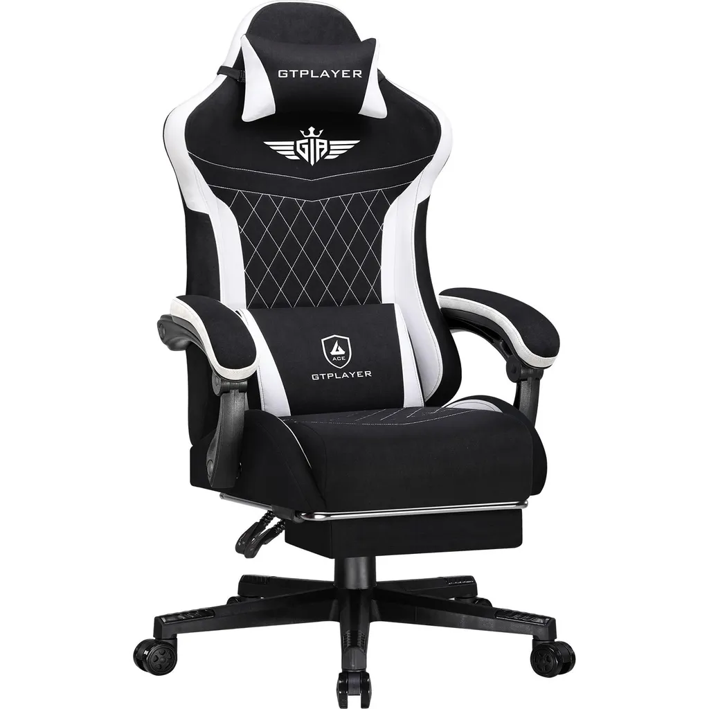 Sedia Gaming GTPLAYER Portata 150kg: Ergonomia XL in Tessuto Grigio