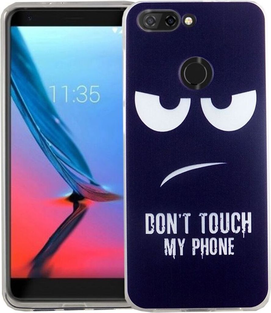 Handy Hülle für ZTE Blade V9 Dont Touch My Phone Blau Smartphone Cover Bumper Schale Etuis