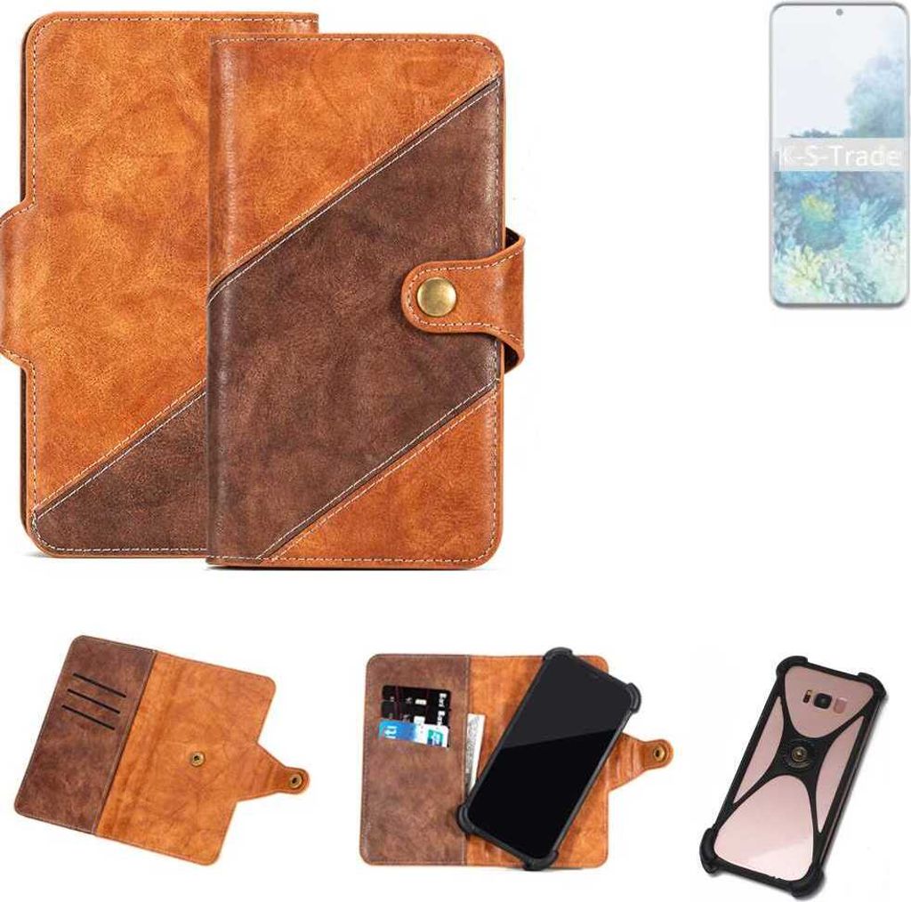 K-S-Trade Handyhülle Schutzhülle Bookstyle Case Wallet-Case kompatibel mit Samsung Galaxy S20 Cover Klapphülle Kantenschutz Smartphone dunkelbraun