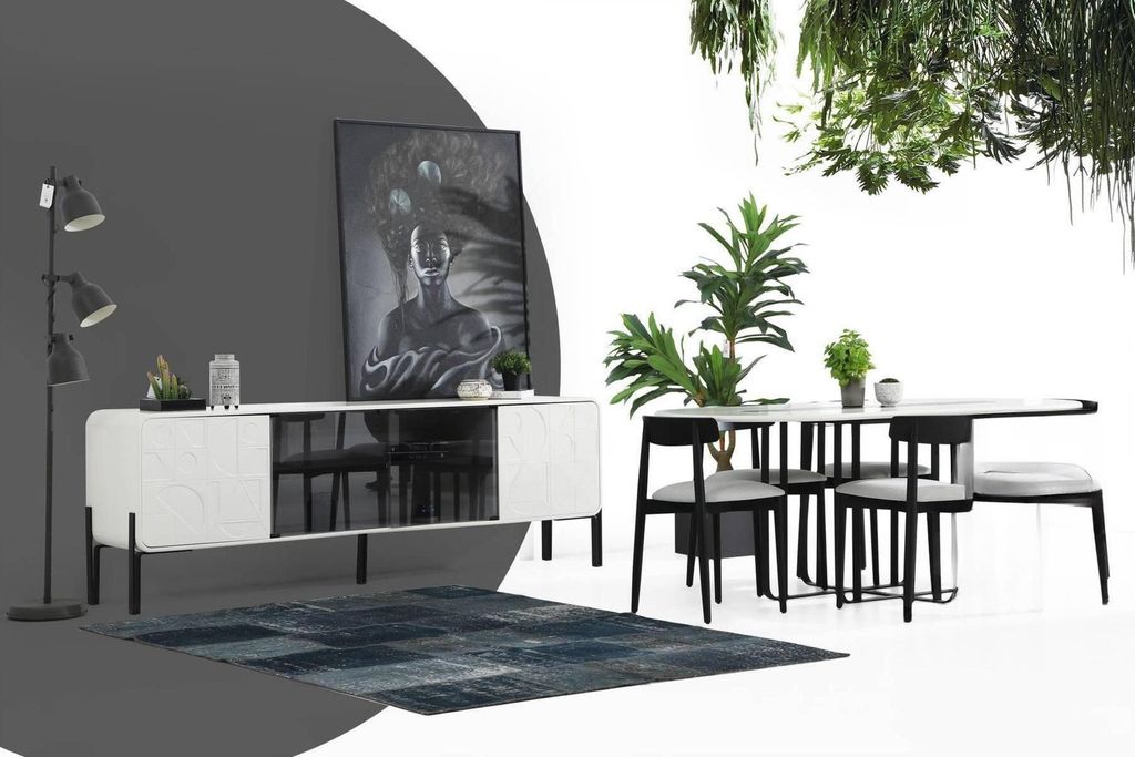 *Esszimmer Gruppe Esstisch Stühle Tisch Holz Set 7tlg Weiß Tische Neu