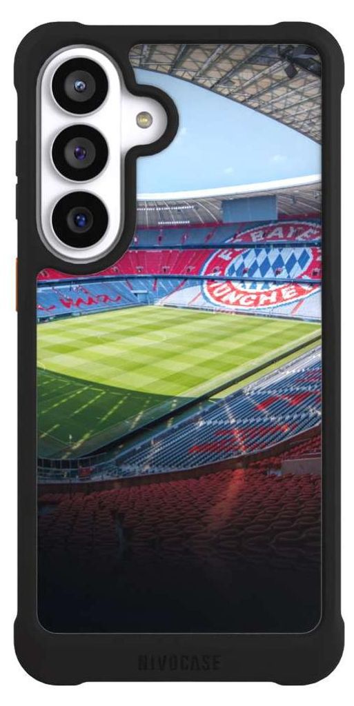 NIVOCASE Hülle für Samsung Galaxy S26+ Stoßfeste Handyhülle NIVOmax Case Schwarz FC Bayern München FCB Stadion