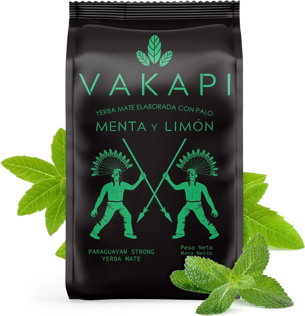 Yerba Mate Tee VAKAPI Menta y Limon 500g - paraguayisch mate-tee mit minze und zitrone - starker yerba mate loose leaf 0,5kg