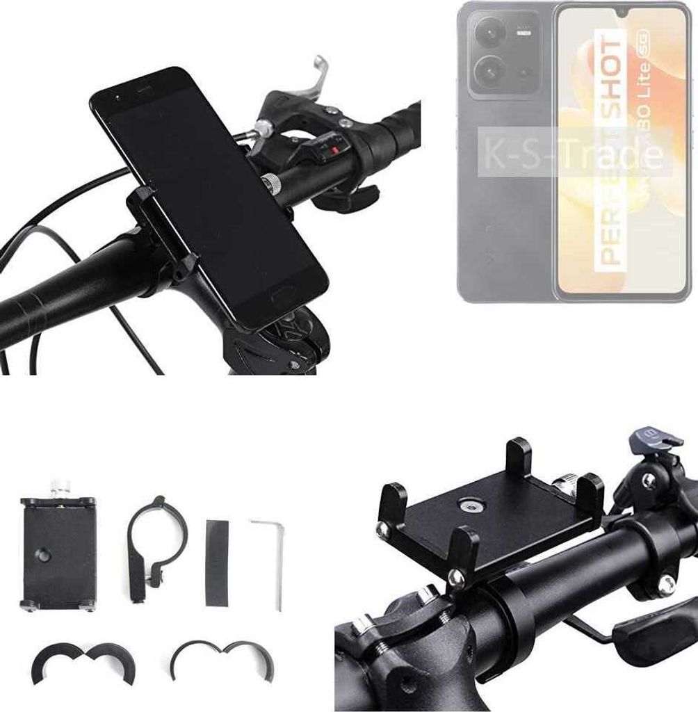 K-S-Trade Handyhalterung für das Fahrrad kompatibel mit Vivo X80 Lite Halter Lenkstange Fahrradhalterung Motorrad Bike Mount Befestigung Smartphone