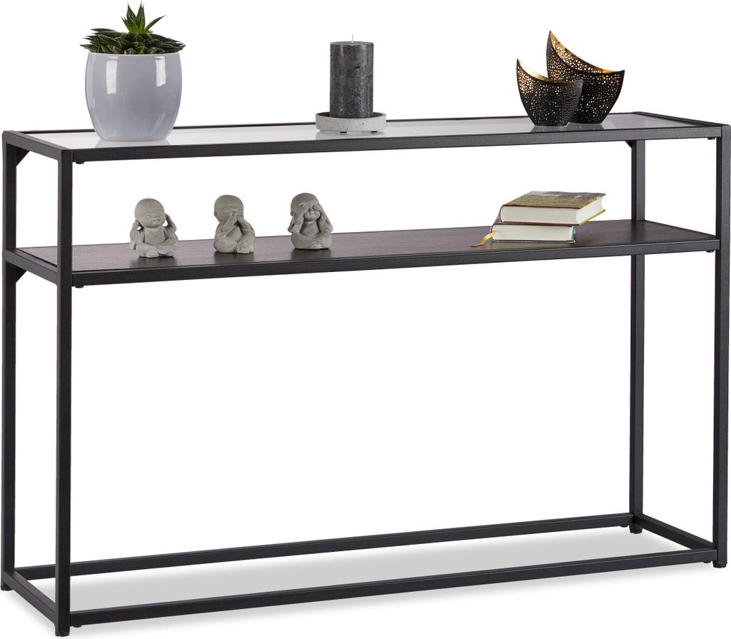 Relaxdays Konsolentisch Glas, transparente Tischplatte, Produktbild 