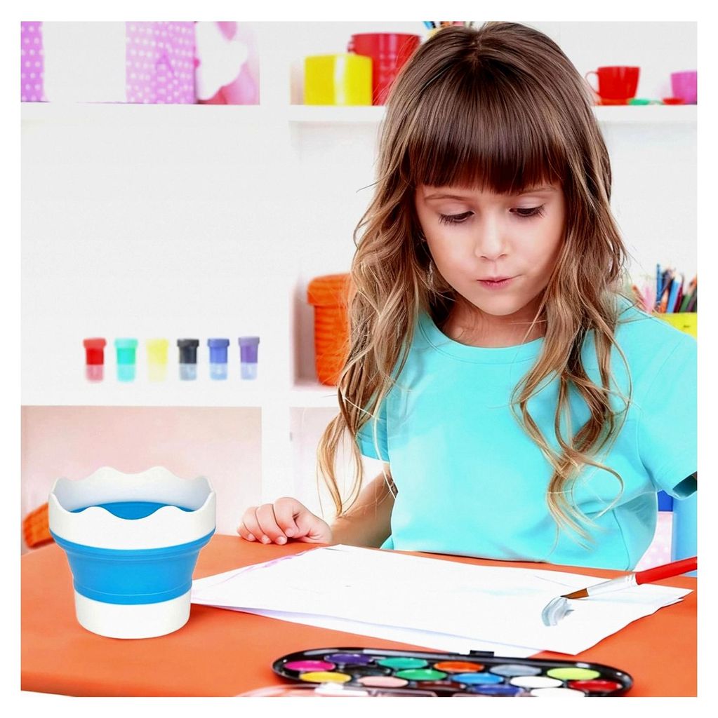 3 Stück Faltbare Wasserbecher für Pinsel, Waschmaschine für Malerpinsel, Becher für Aquarell, Acryl und Ölgemälde, Innen und Außen (Blau, Gr...