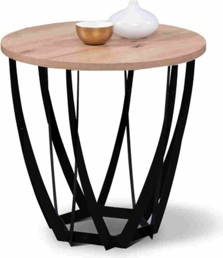 Beistelltisch >Mella 1< Metall in schwarz / Artisan Eiche Nachbildung - 50x50 (HxD)