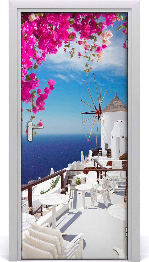Tulup Türaufkleber 95x205 cm Dekorative Aufkleber Selbstklebend Wasserdichte Tapete Abnehmbar Schlafzimmer Wohnzimmer Wohnkultur - Santorini Griec...