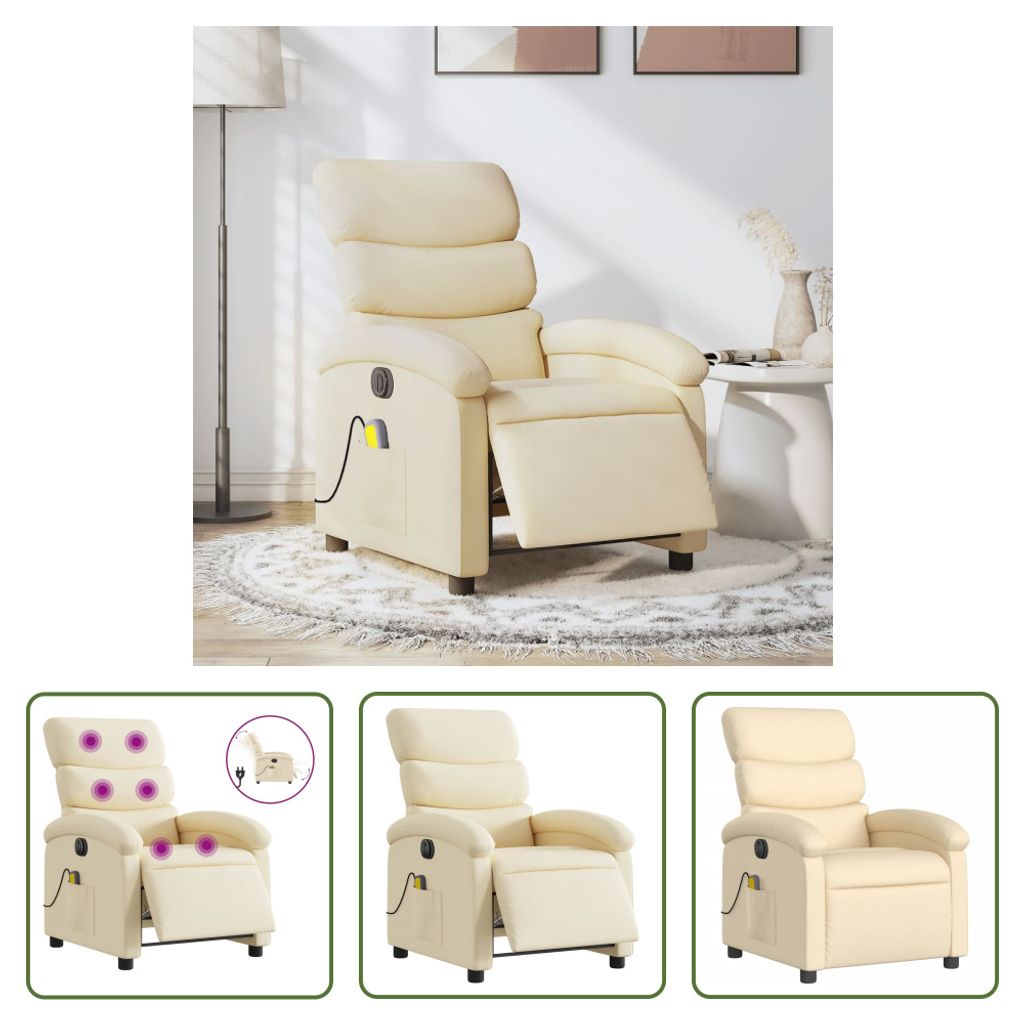 The Living Store Massagesessel Elektrisch Creme Stoff