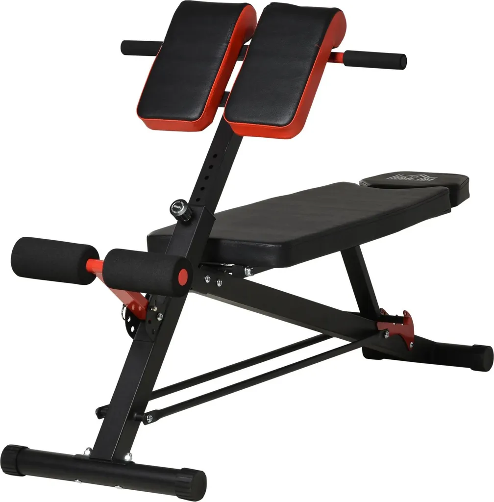 Banc de musculation stable et pliable rouge pour petits appartements