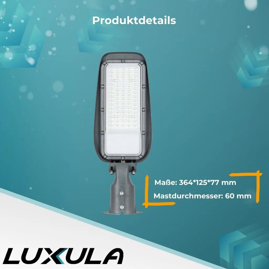 LUXULA Lampadaire LED 30W 3000lm Gris IP65 pour Éclairage Extérieur
