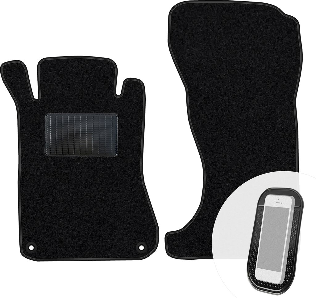 moto-MOLTICO Vorne Fußmatten Auto Velours Autoteppiche Schwarz Automatten Set 2-teilig passend für Mercedes-Benz C-Klasse W203 4-matic 2000-2007
