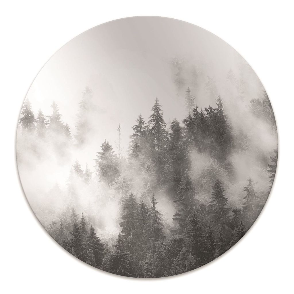 Rundmatte - Stuhlunterlage Bürostuhlunterlage - Rund Ø 100 cm - Bodenmatte - Fußmatte - Nebeliger Wald