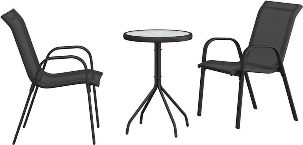 vidaXL Set bistrot da giardino 3 pezzi in acciaio nero