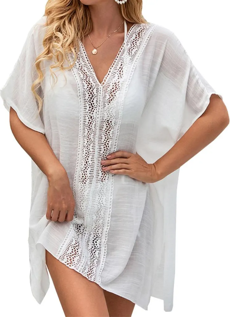 Pareo Tunica Boho Bianco - Vestito Mare Donna Arioso Stile Retro
