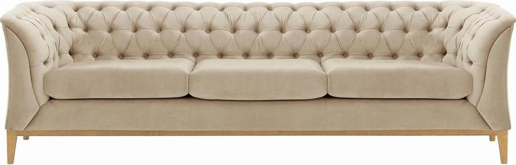 Dreisitzer-Sofa Chesterfield Modern Wood aus medizinischem Schaumstoff-Velluto 2-like oak