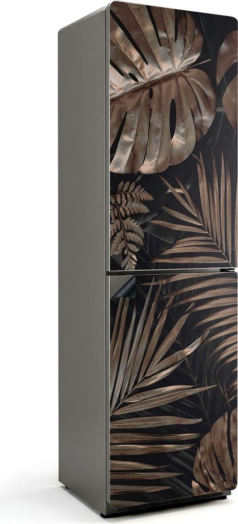 Blätter in einem eleganten Muster – Magnetische Kühlschrank Abdeckung – Dekorfolie magnetisch Küche – Kühlschrank Magnet Deko – selbstk...
