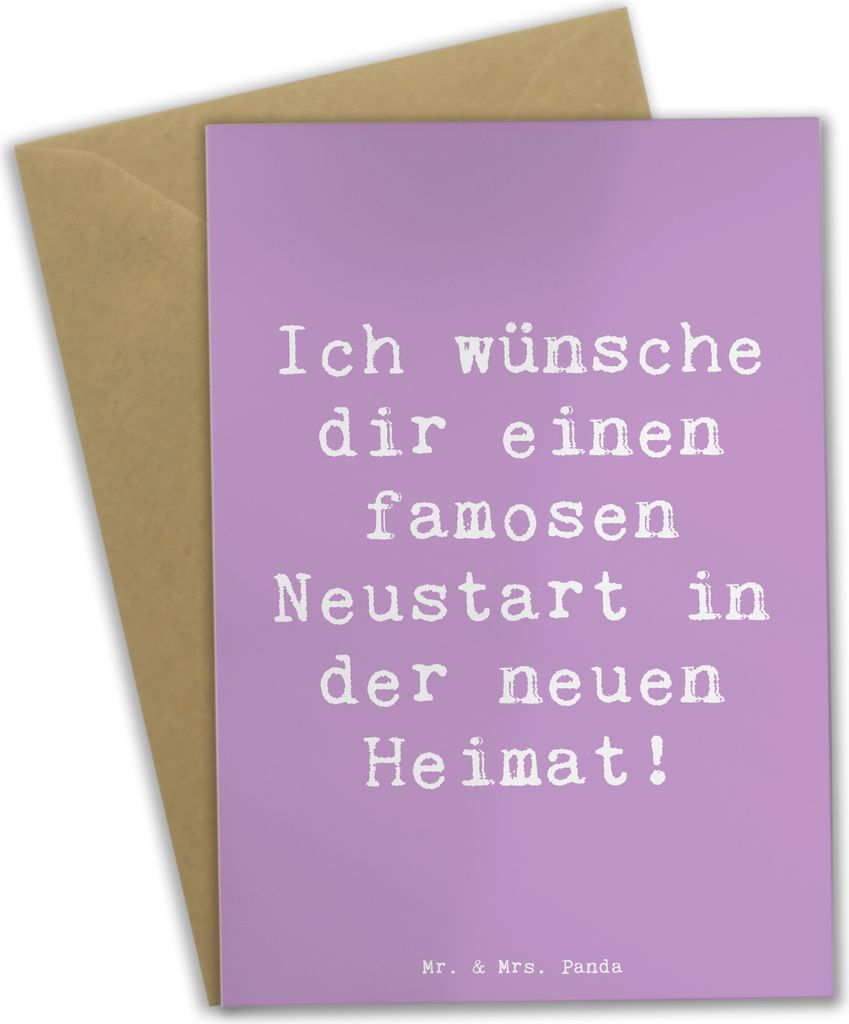 Mr. & Mrs. Panda Grußkarte Spruch Neustart Umzug - Lavendeltraum - Geschenk, weihnachtskarten, Lebensfreude, Willkommen, frischer Start, Ermutigun...