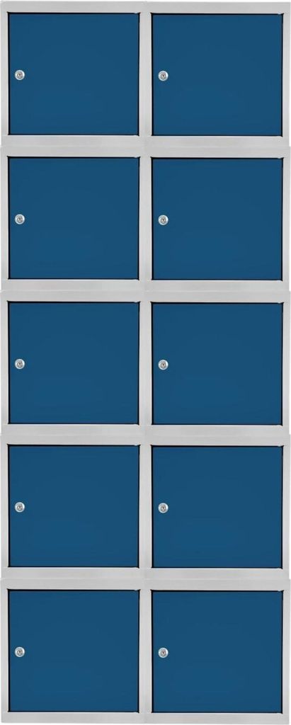 Mega Deal | 10x Schließfachwürfel Blocky mit Zylinderschloss + 2 Schlüssel | HxBxT 40x40x40cm | Lichtgrau/Blau