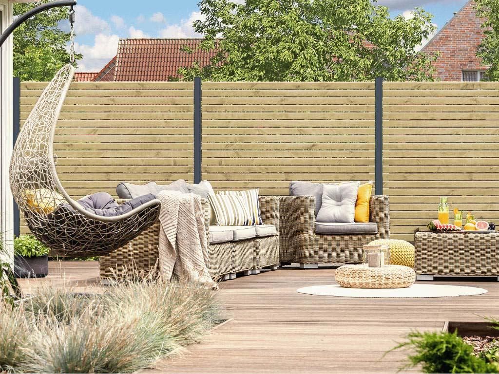 WOODTEX Grün 180x180 cm Sichtschutzzaun Gartenzaun aus Produktbild 