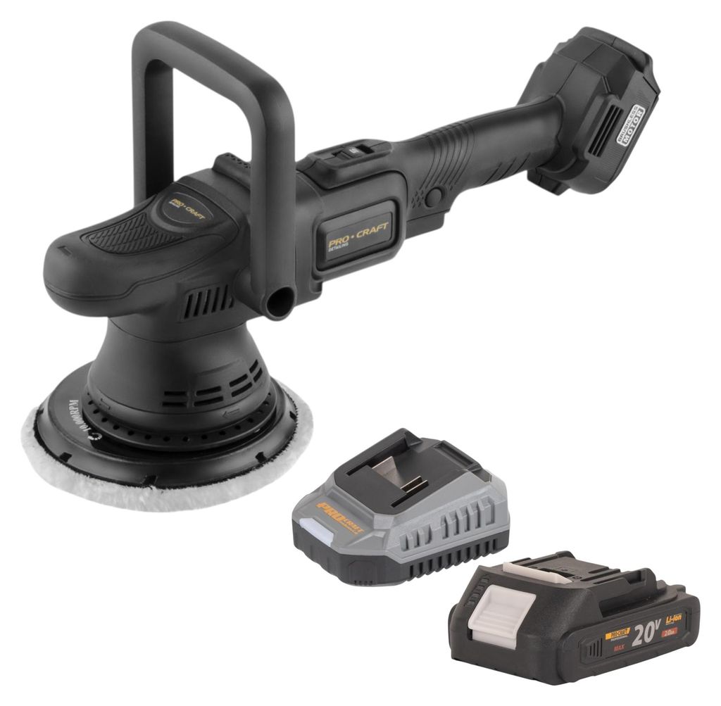 Procraft PM22bb Akku Poliermaschine 20 Volt 150 mm + 1x Akku 2,0 Ah + Ladegerät