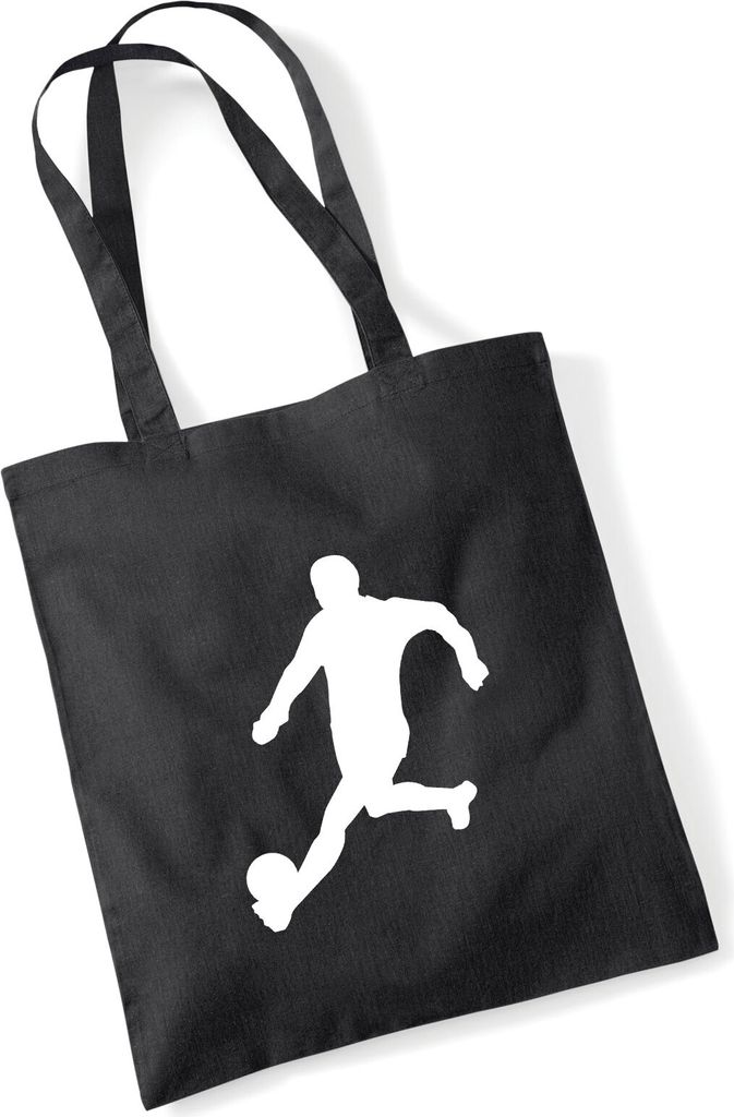 Huuraa Jutebeutel Fußball Soccer 10 Liter Black Baumwolle Tasche Geschenkidee