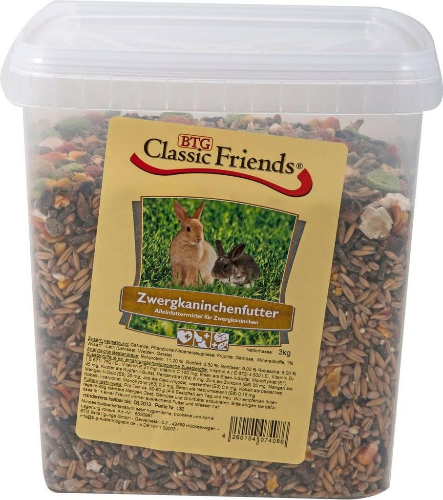 Classic Friends Zwergkaninchenfutter Eimer 3kg