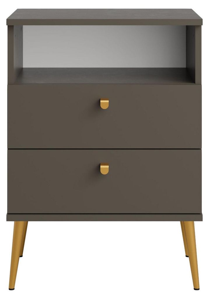 Masseno Nachttisch STRATUS Nachtschrank Beistelltisch für Schlafzimmer 50 x 69,4 x 33,9 cm Beige