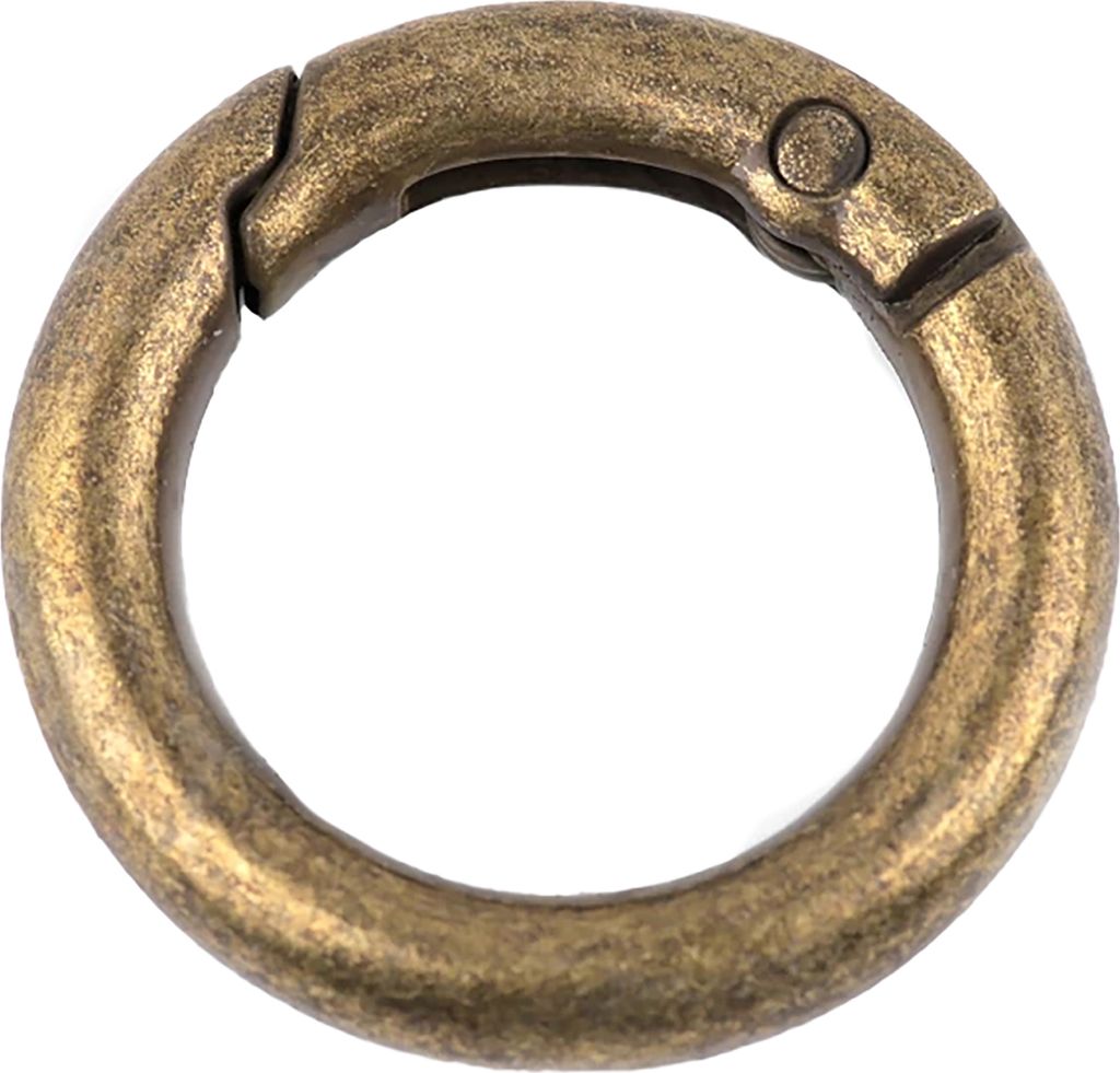 1 Ring Karabiner Innen-Ø Größenwahl Farbwahl Metall Ringkarabiner Schlüssel, Farbe:altmessing, Größe:Rund | 34mm x 6mm