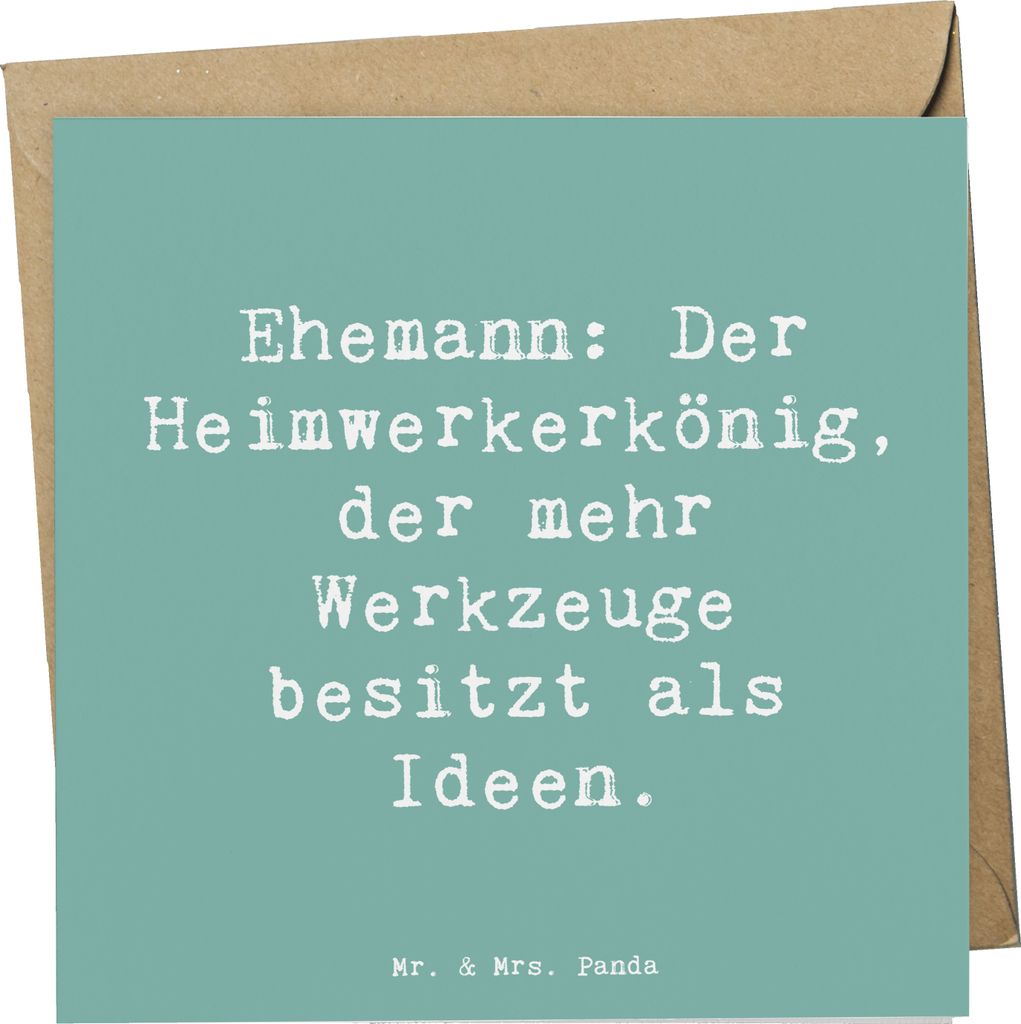 Mr. & Mrs. Panda Grußkarte Spruch Ehemann Heimwerker - Meeresbrise - Geschenk, doppelkarte, Weihnachten, handgemacht, Freundschaft, Klappkarte, Fa...
