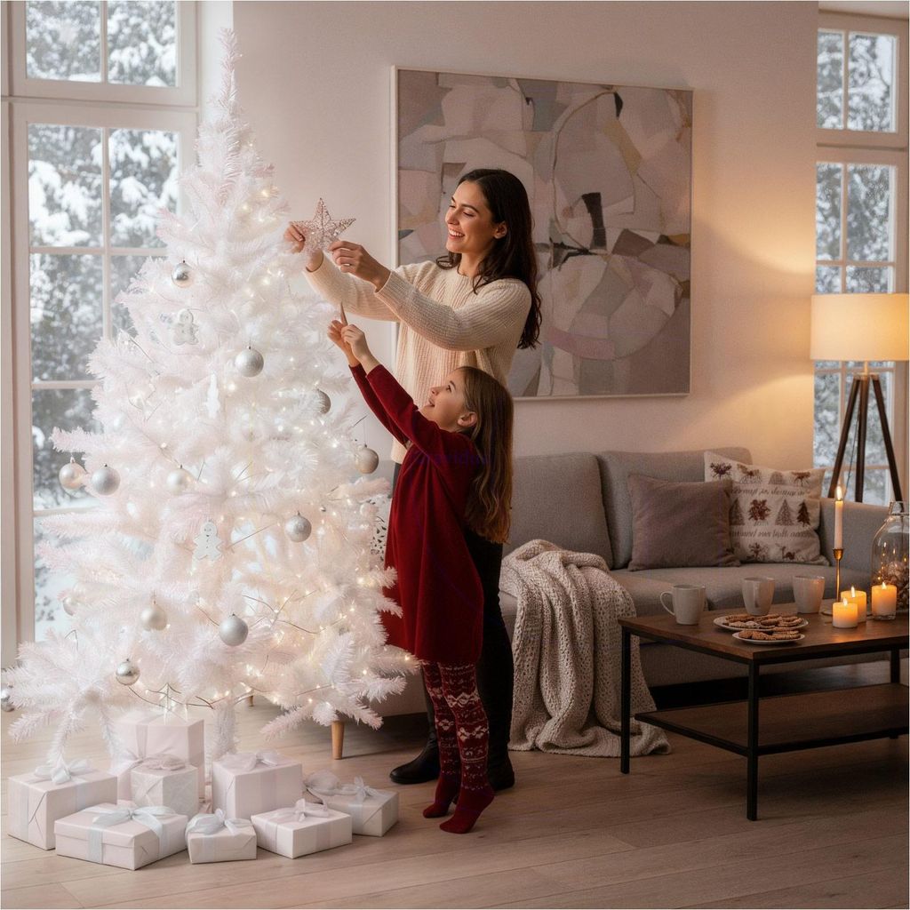 Weißer Weihnachtsbaum 180 cm künstlicher Tannenbaum 600 Spitzen