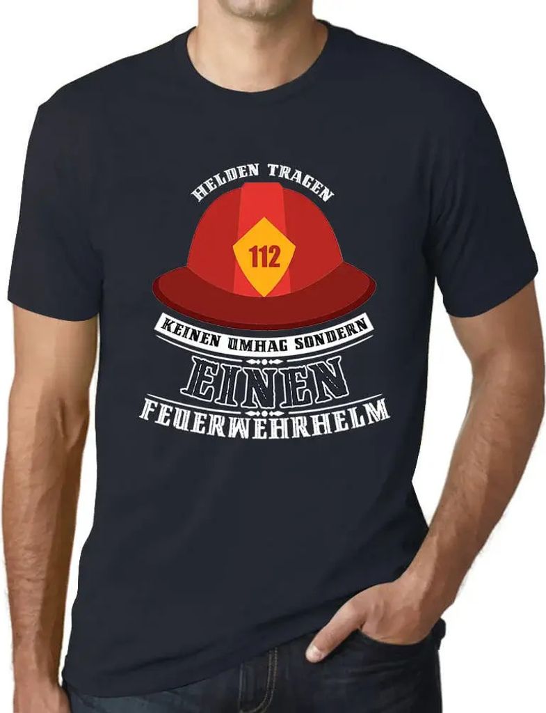 Herren Grafik T-Shirt Helden Trage Rot Feuerwehrhelm Öko-Verantwortlich Vintage Jahrgang Kurzarm Lustige Druck Geburtstag Geschenk Mann