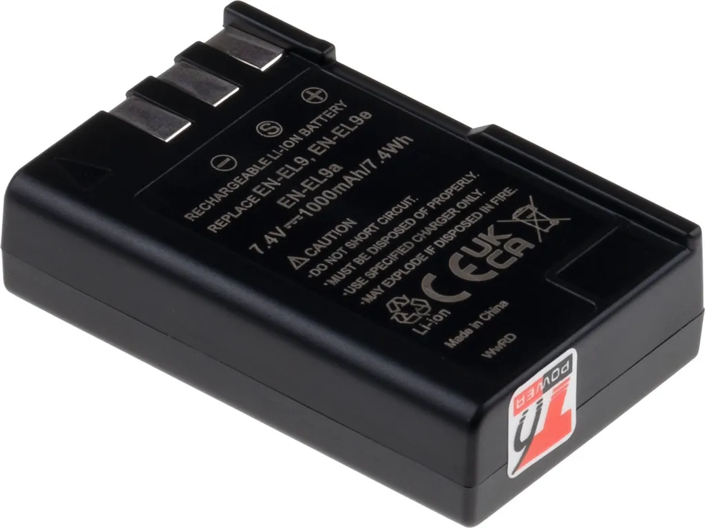 Batteria T6 Power per Nikon D3000, Li-Ion, 7,4 V, 1000 mAh (7,4 Wh), nero - 1