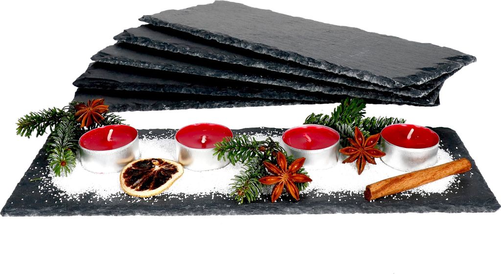 6x Schieferplatten 11x30cm Untersetzer Deko-Teller Produktbild 