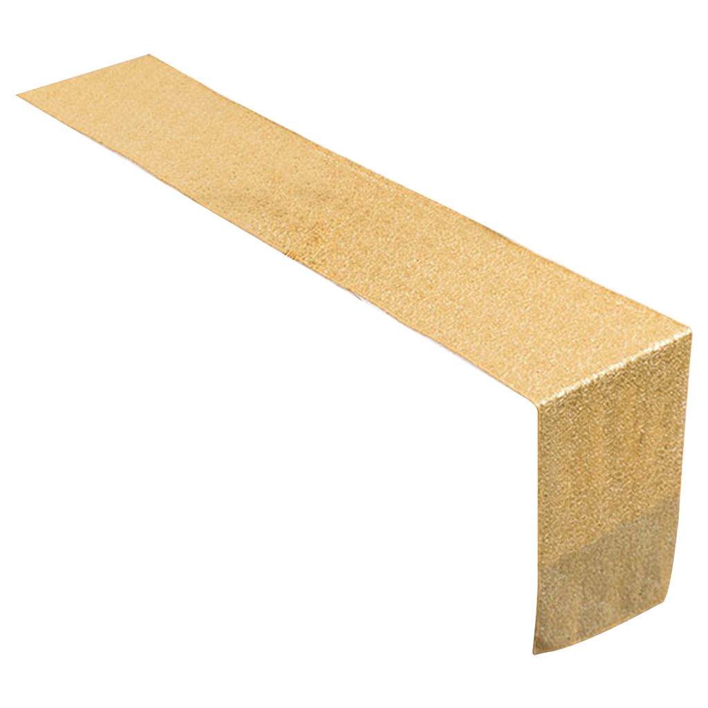 Tabelle Runner exquisit glänzender auffälliger Polyesterfaser Bunte Flagge Roségold Pequin Party Tisch Leinen Heimversorgung-Golden
