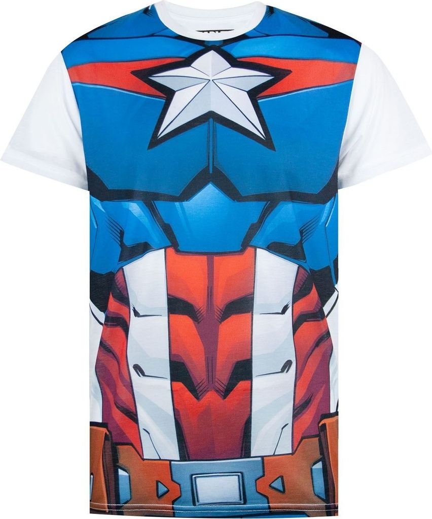 Captain America - T-Shirt für Herren NS5253 (XL) (Weiß/Blau/Rot)
