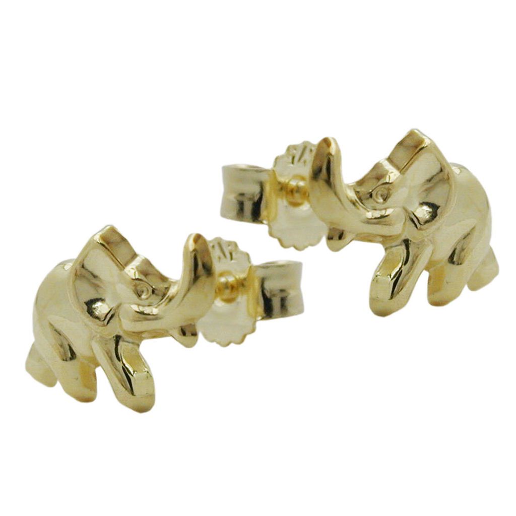 Ohrstecker Ohrring 7x10mm Elefant glänzend 9Kt GOLD gold 7x10mm