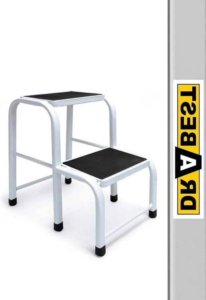 Escabeau de bureau et atelier 2 marches en acier stable charge max 150 kg