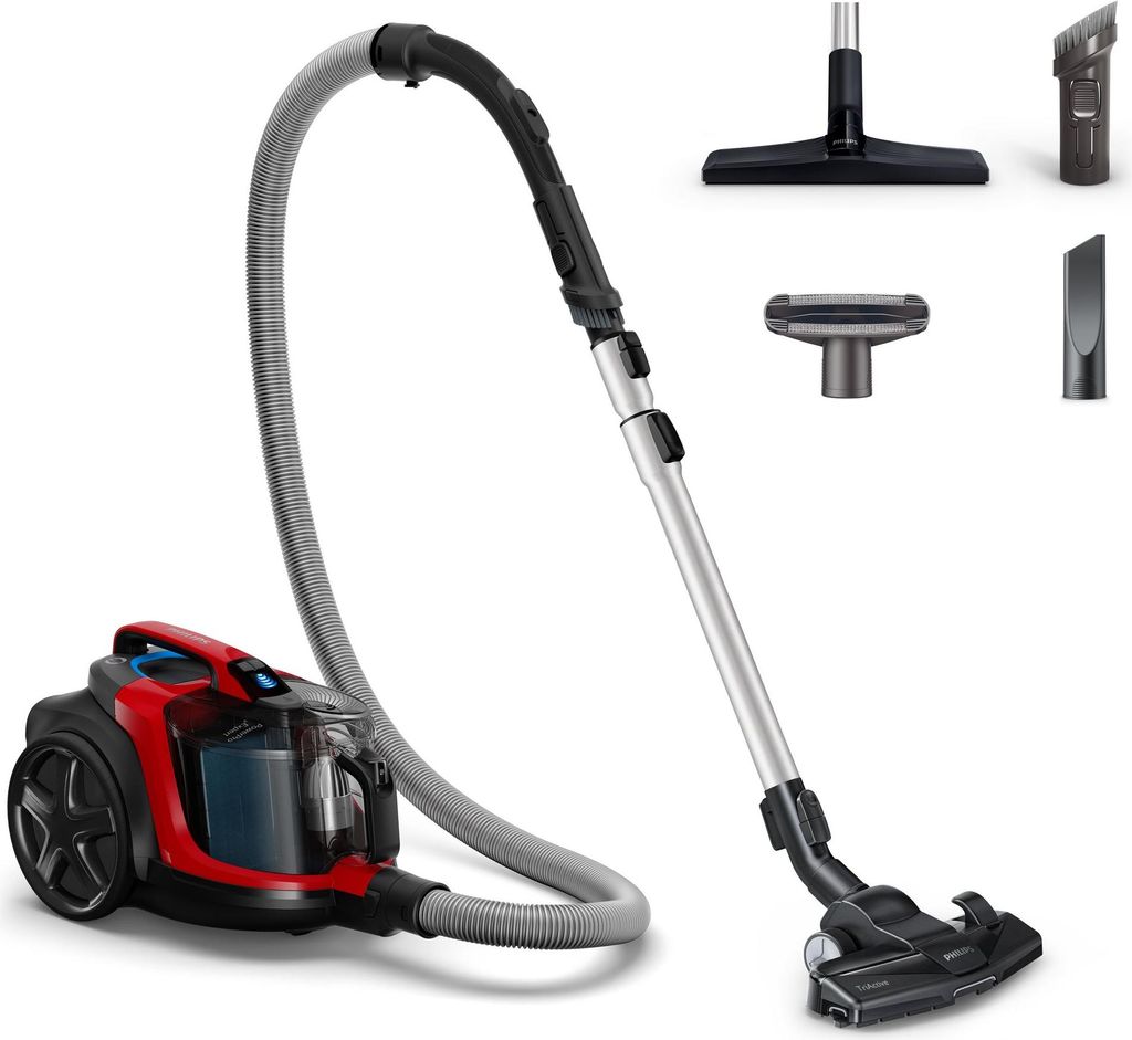 Philips PowerPro Expert Staubsauger ohne Beutel, einschließlich Zubehör, 99,9 % Staubaufnahme, 900 W, rot (FC9729/09)