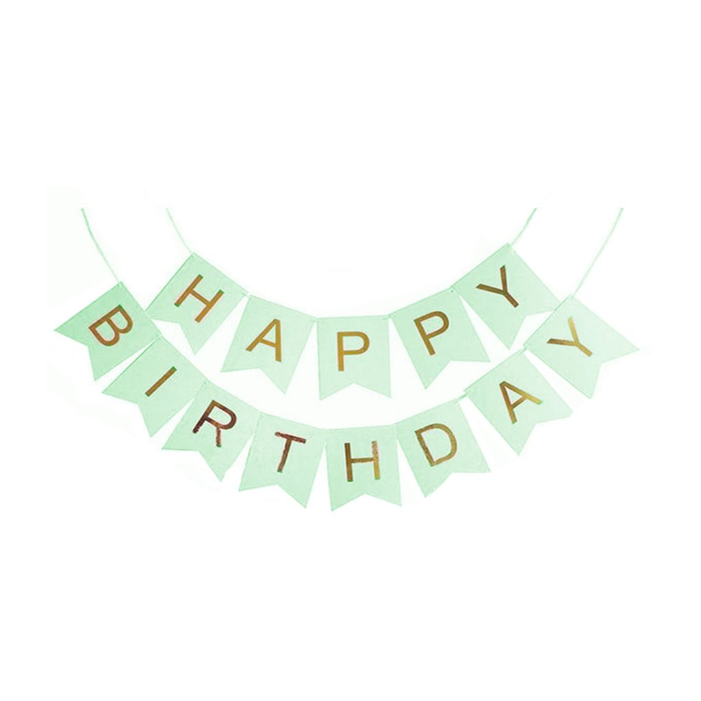Girlande Happy Birthday, Grün, mit goldenen Buchstaben Obrázek produktu 