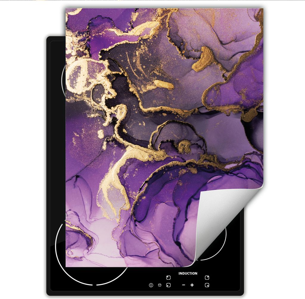 DarHaus Herdabdeckplatte Einteilig Küche Abdeckplatte für Glaskeramikkochfeld Abdeckung Induktionskochfeld Aufrollbare Matte 40x52 cm, violett - ...