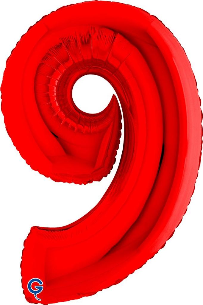 Riesenzahl Folienballon 40"/102cm | Rot Zahl: 9 Produktbild 