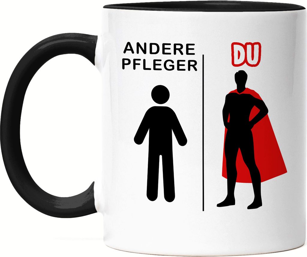 Andere Pfleger Du Tasse Schwarz Superheld Mein Held Dankeschön Geschenkidee Lustig Humor