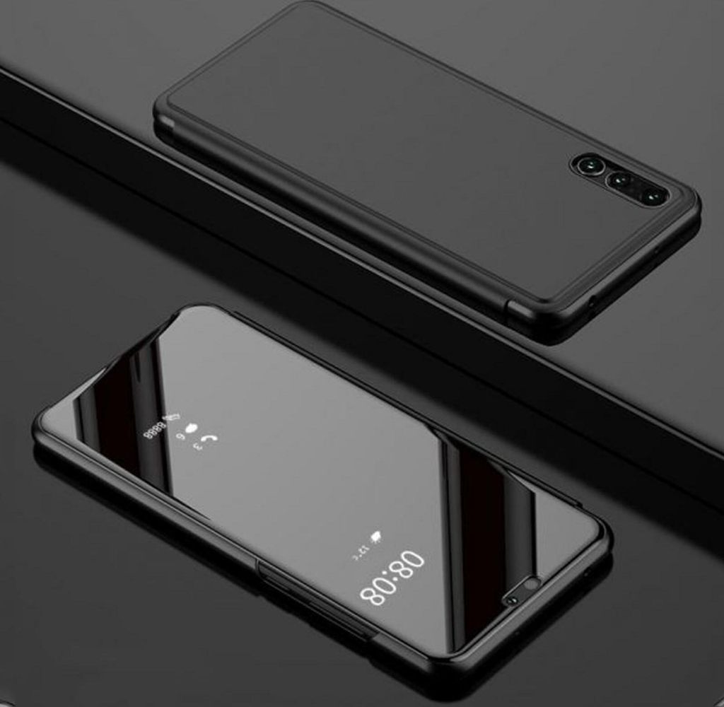 Handyhülle für Huawei P20 Pro Smart Cover Schutzhülle Clear View Case Schwarz