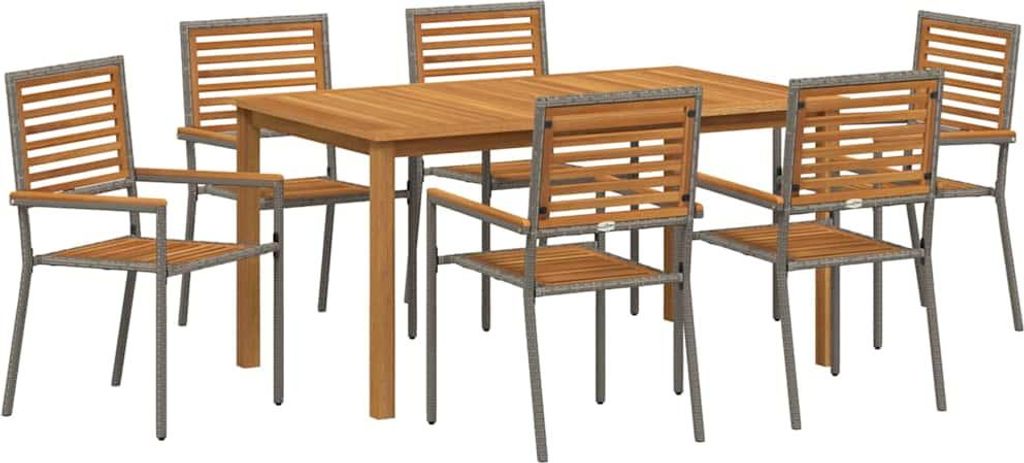 Garten Essgruppe 7 pcs Grau Massivholz Akazie