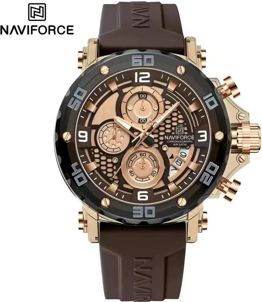 Montre NAVIFORCE MR-38579 Bracelet Cuir Marron - Élégance Sportive Homme